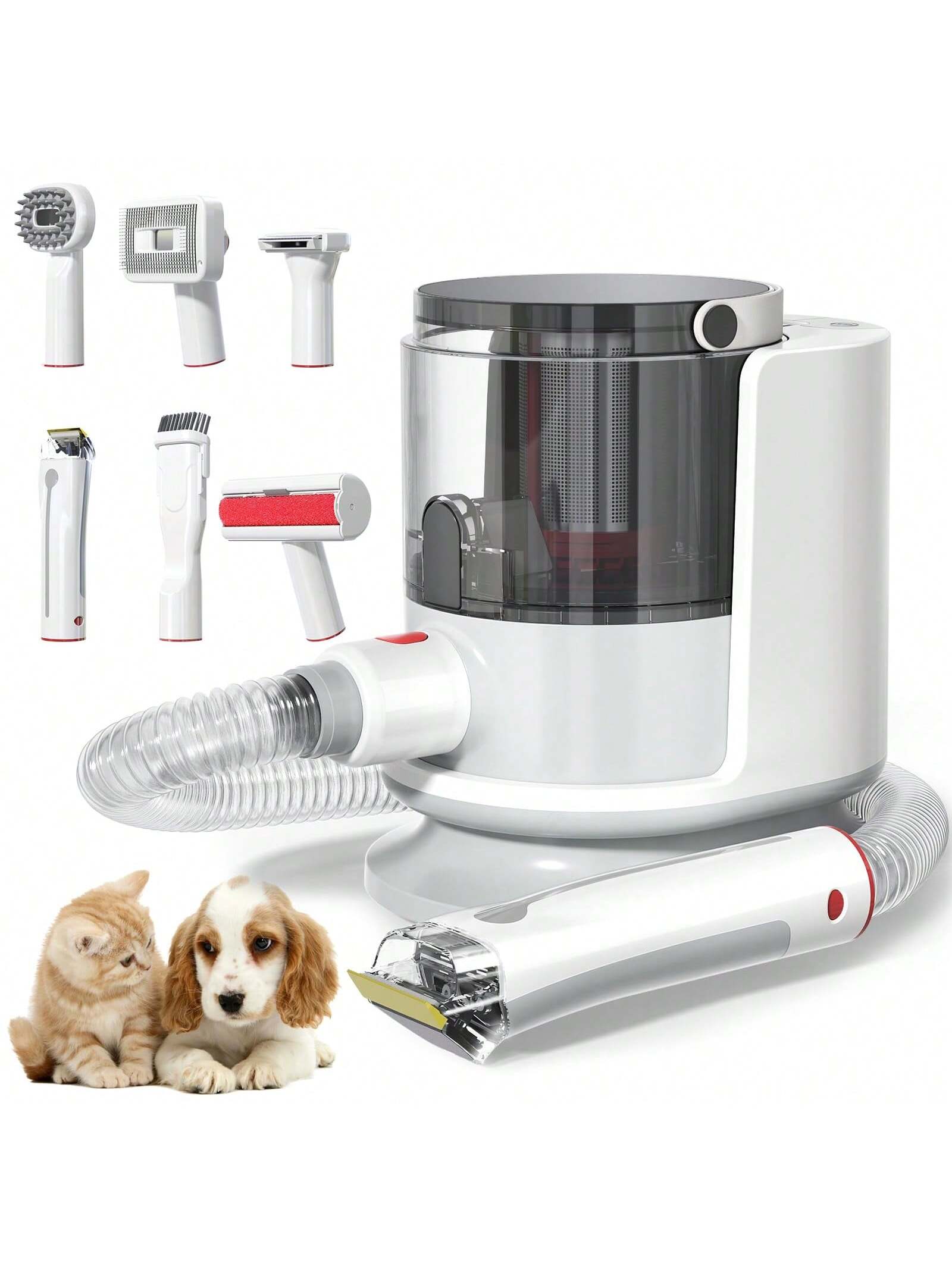 Professional Dog Grooming Kit with Vacuum Suction, Pet Hair Remover, Clipper, Brush, and Shedding Tools - Low Noise Pet Grooming Supplies```